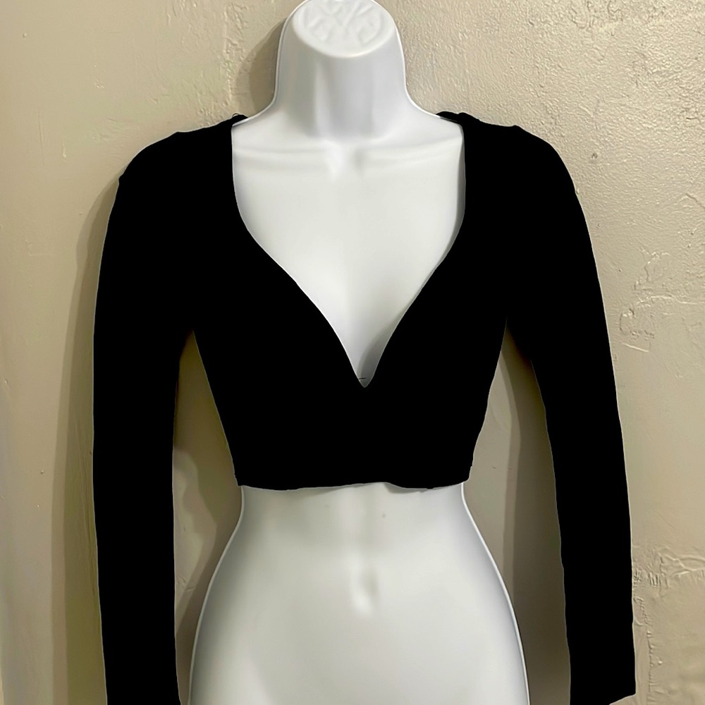 Long sleeve v neck crop top